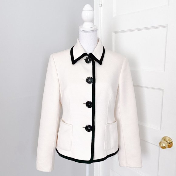 Michael Kors Jackets & Blazers - Michael Kors Colorblock Jacket Size 6 White Cream Wool Angora Made In Italy